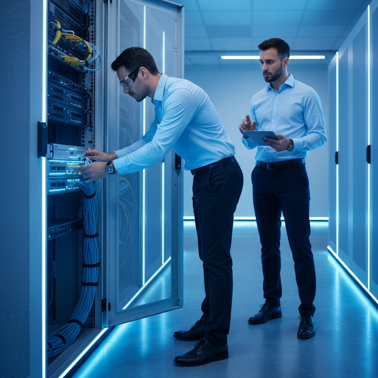 Techniker im Serverraum