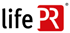 Schwarzer Text "life" neben einem roten Rechteck mit weißem Text "PR" und einem Registrierungszeichen.