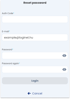 Bettair.life IoT development - Password reset screen in the app