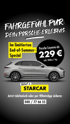 Silberner Porsche Cayenne SUV mit Text "Fahrgefühl pur: Dein Porsche-Erlebnis. Porsche Cayenne ab: 229€ inkl. 200km/Tag".