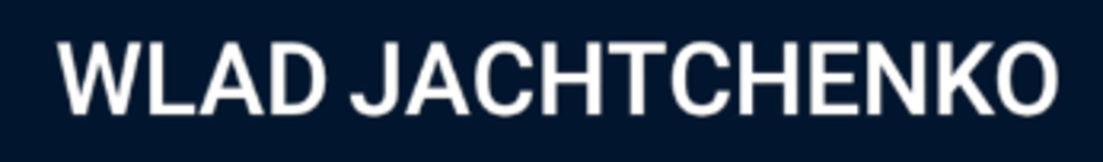 Der Text "WLAD JACHTCHENKO" in weißer Schrift auf dunkelblauem Hintergrund.