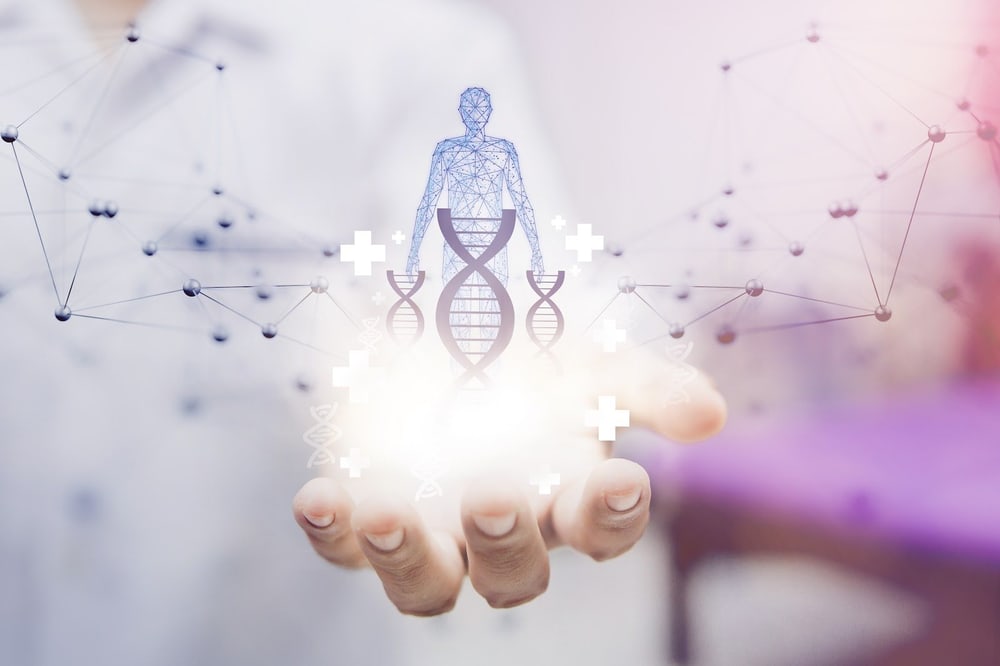 Leuchtende DNA-Doppelhelix als Hologramm