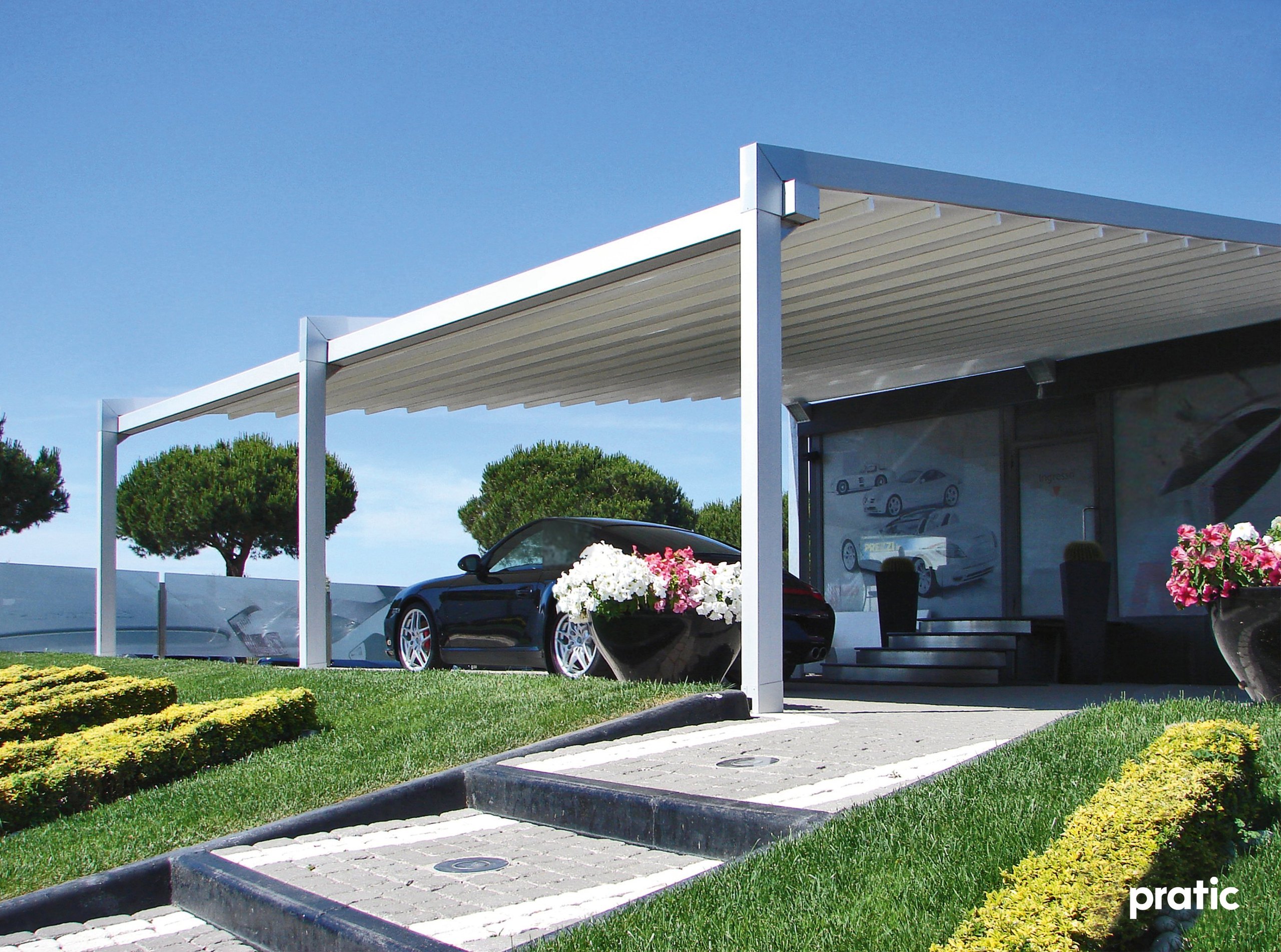 Carport mit Lamellendach