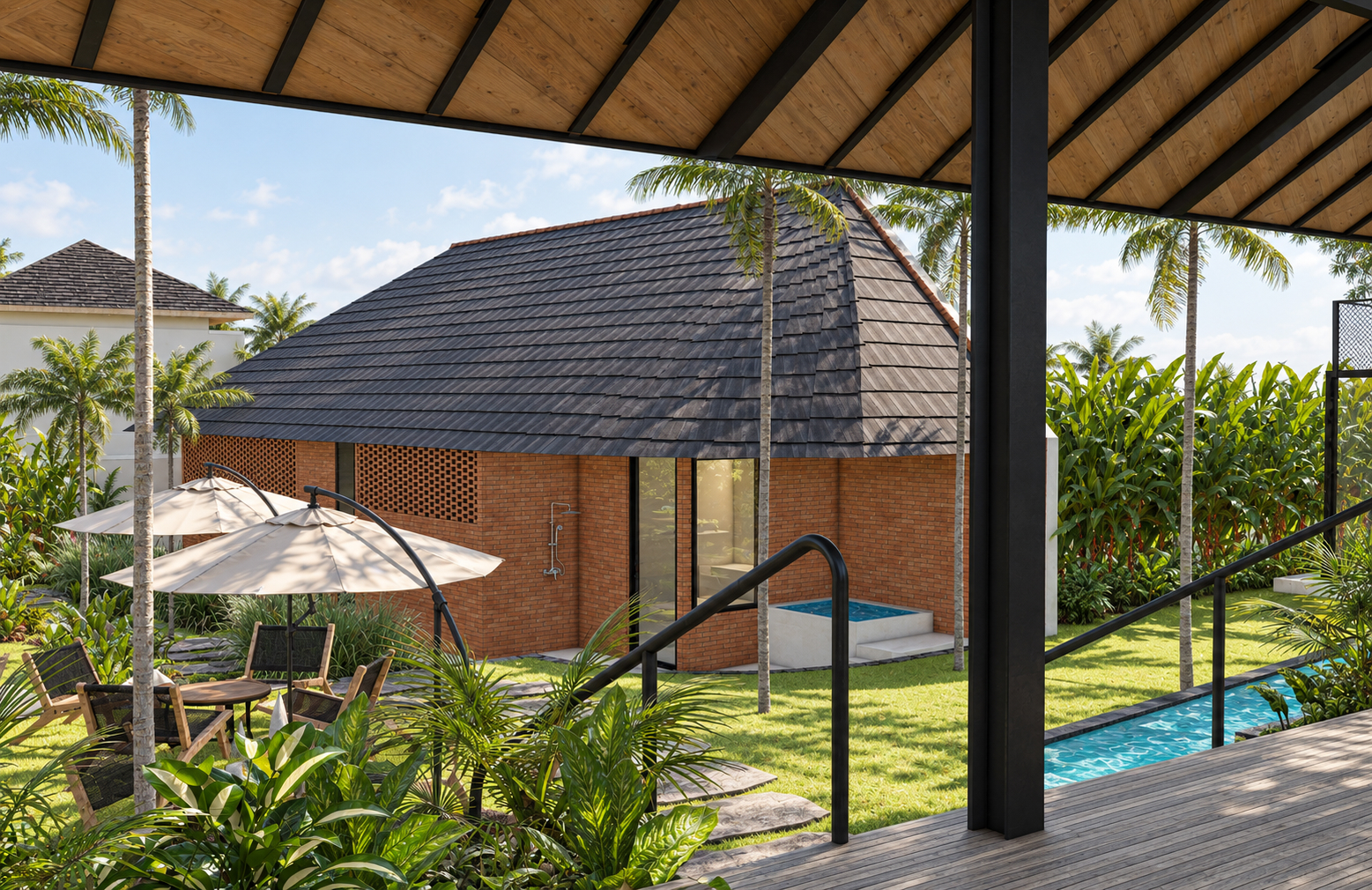 Visualisierung Sauna-Pavillon mit Pool