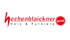 Rotes Hechenblaickner Shop Logo mit dem Schriftzug Holz & Furniere auf schwarzem Hintergrund.