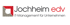 Jochheim edv IT-Management für Unternehmen Logo mit grauem Quadrat und rotem Dreieck.