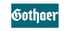 Gothaer-Logo in weißer Frakturschrift auf blaugrünem Hintergrund.