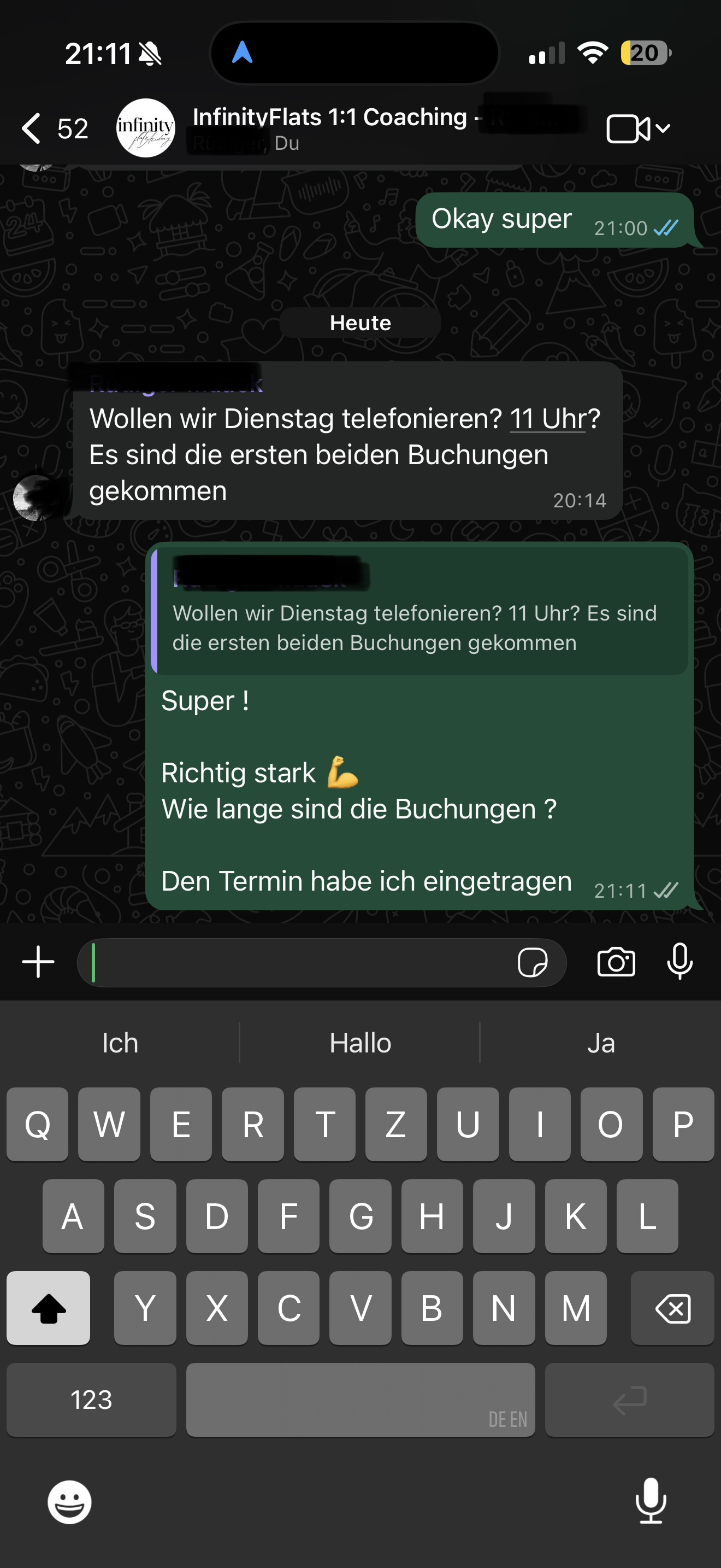 Die ersten beiden Buchungen sind da