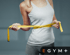 Frau misst ihre Taille mit einem gelben Maßband; EGYM+ Logo unten rechts.