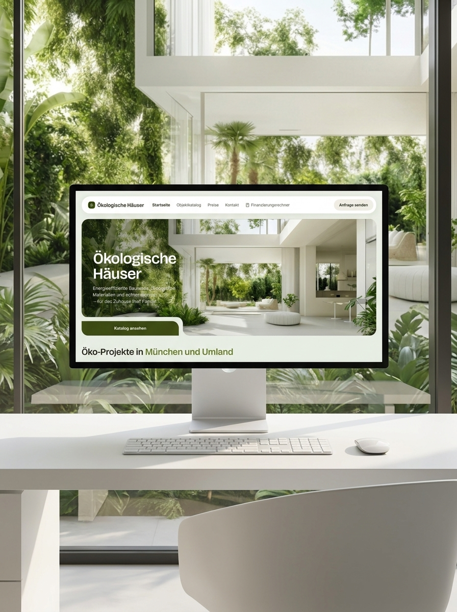 Moderne Website auf einem Bildschirm, Studioaufnahme auf dunklem Grund