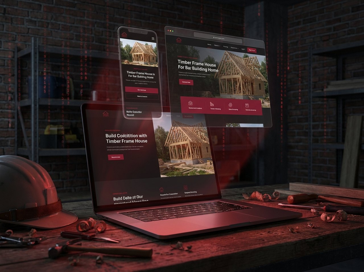 Website-Design für Handwerksbetriebe auf einem Laptop in der Werkstatt