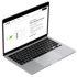 Laptop zeigt die Shopify-Partner-Seite mit Text "Hire a Shopify Partner" und einem API-Diagramm.