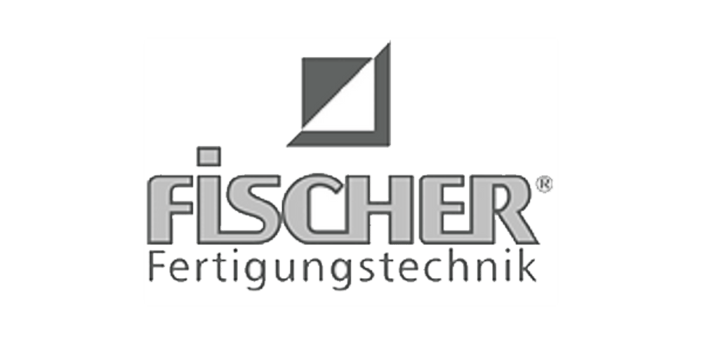 Logo von FISCHER Fertigungstechnik mit einem stilisierten Quadrat und Dreiecken oben.