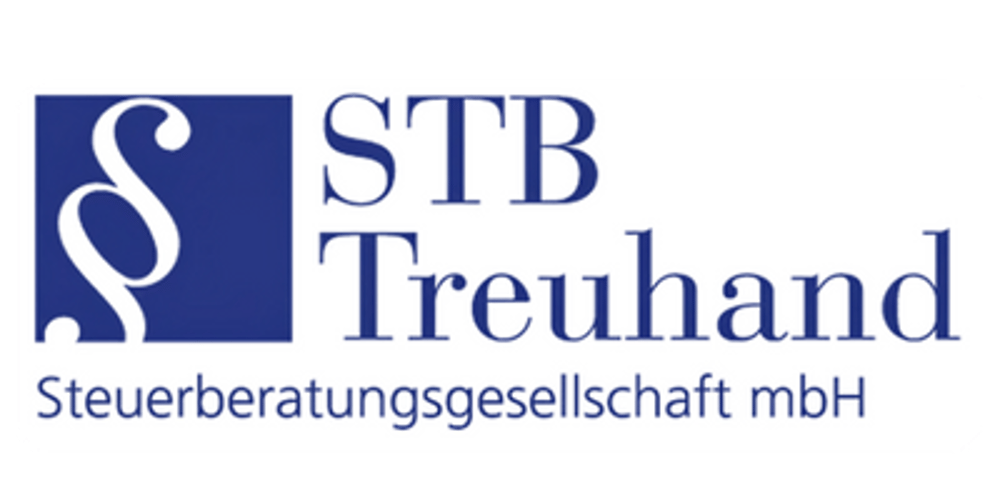 Logo STB Treuhand Steuerberatungsgesellschaft mbH mit blauem Paragraphenzeichen auf weißem Grund.