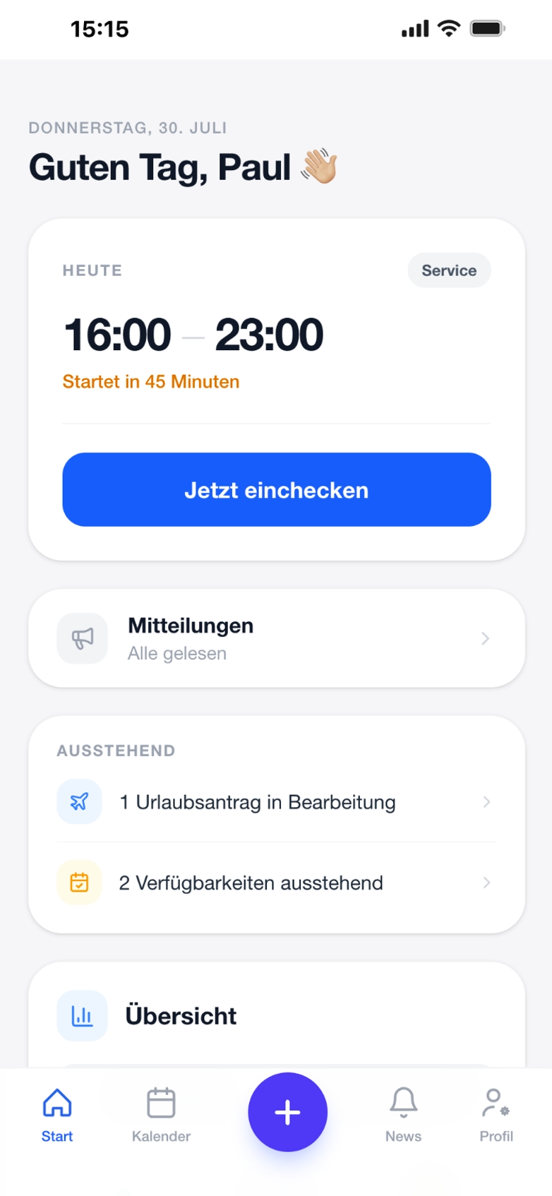 cohra Mitarbeiter-App mit aktiver Schichterfassung