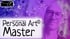 Kurs-Banner: Mann mit Brille lächelt auf violettem Hintergrund mit "Personal Art Master" Text.
