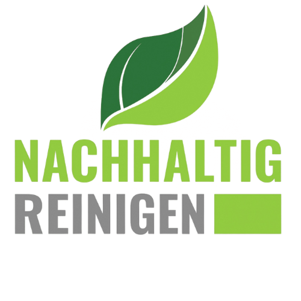 NACHHALTIG REINIGEN Logo mit zwei grünen Blättern.