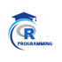 Logo mit blauem Doktorhut über einem grauen "R" und dem Wort "PROGRAMMIERUNG" darunter in blauer Schrift.