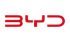 Rotes BYD-Logo auf dunkelgrünem Hintergrund.