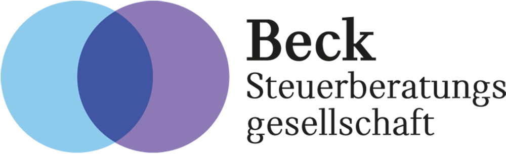 Logo Beck Steuerberatungsgesellschaft mit zwei überlappenden Kreisen in Hellblau und Lila.