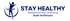 Logo von Stay Healthy: stilisierte Person in Bewegung, umgeben von einem Halbkreis, daneben der Text "Gesundheitsförderung & Coaching"