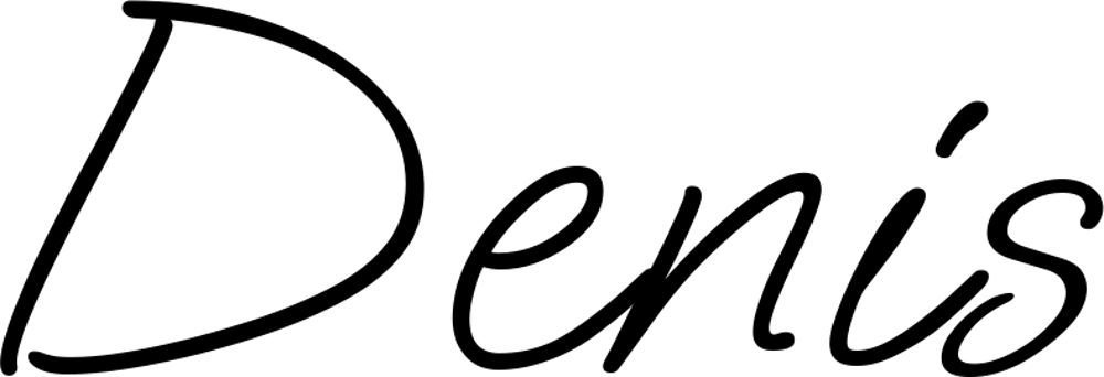 Der Name "Denis" in schwarzer Handschrift auf grünem Hintergrund.