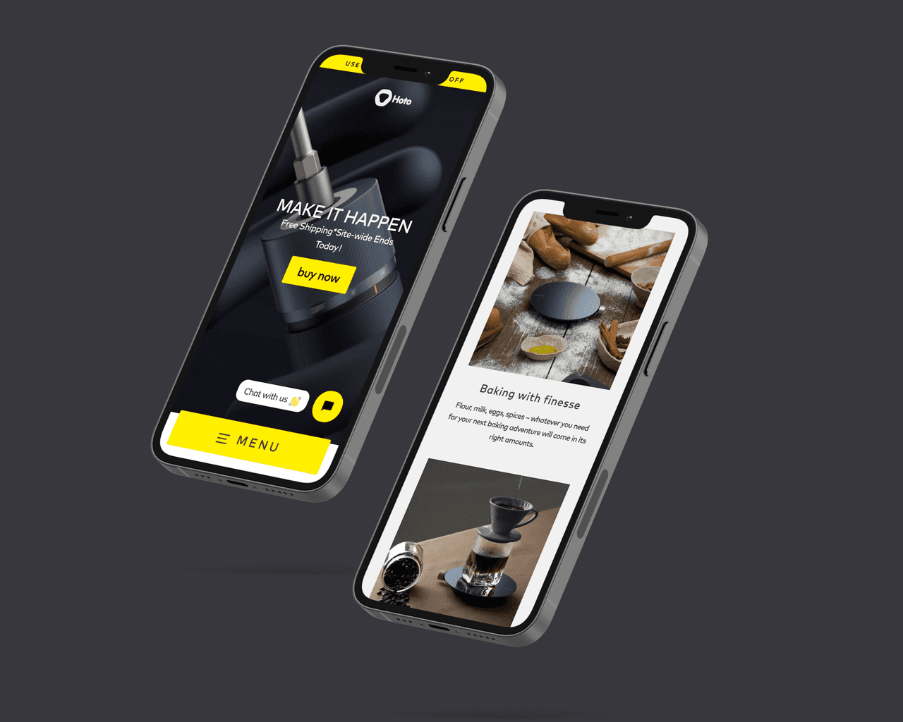 HOTO Tools by Xiaomi Shopify-Shop auf zwei iPhones