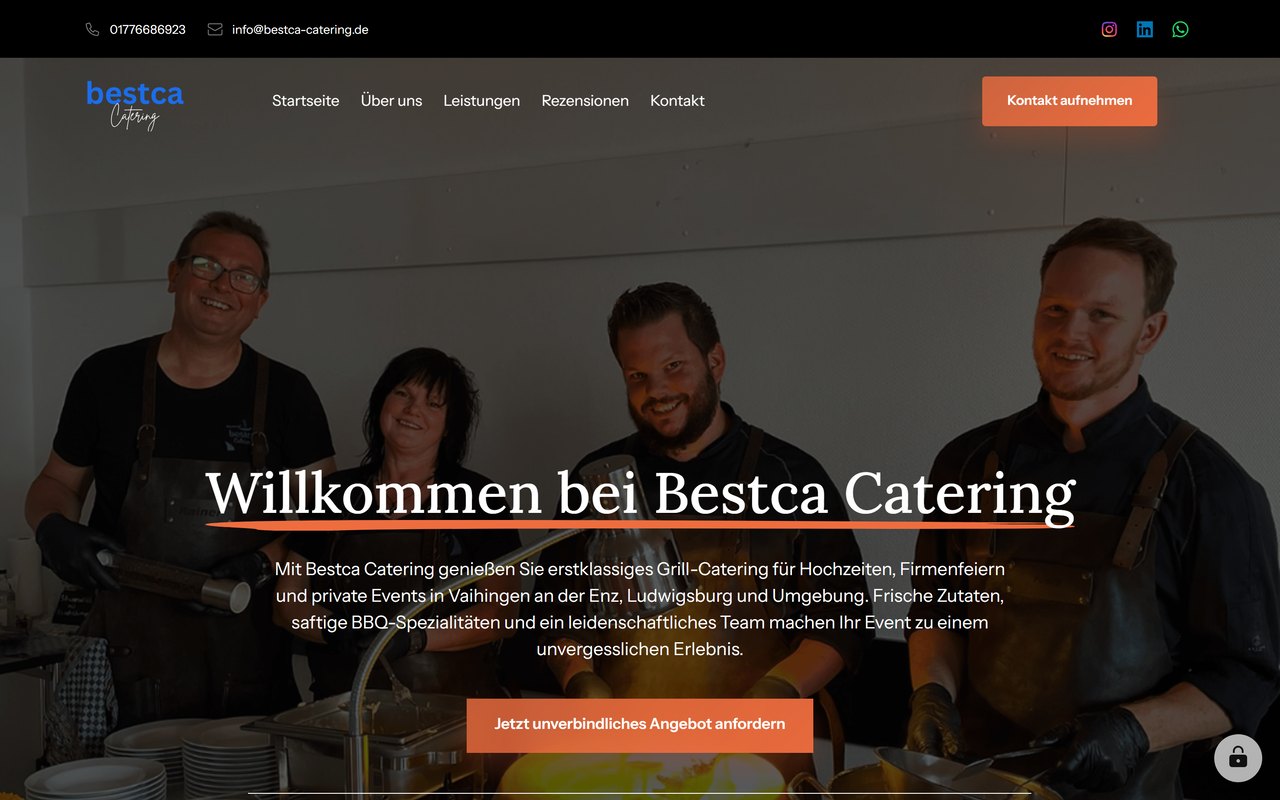 Website von Bestca Catering im Browser