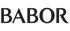 Schwarzer Babor-Schriftzug auf dunkelgrünem Hintergrund.