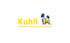 Logo: Ralf Kühn Sanitär | Heizung | Neue Energien, mit gelbem Text und Cartoon-Figur mit Werkzeug.