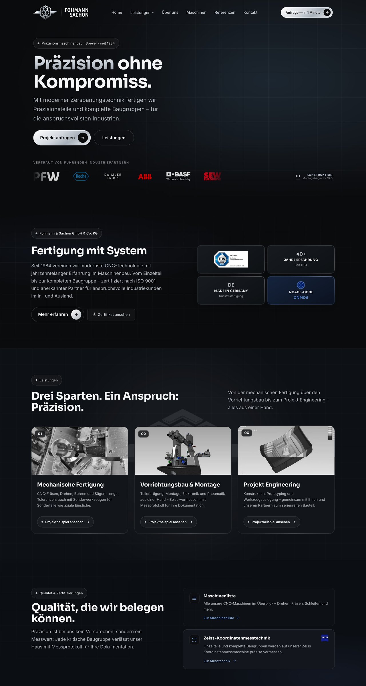 Fohmann & Sachon website, first three screens