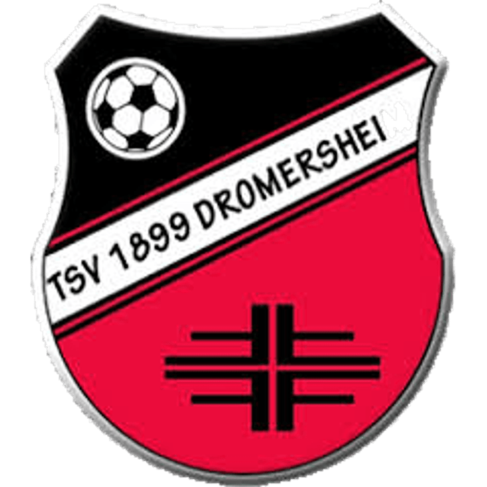 Wappen des TSV 1899 Dromersheim mit Fußball und Kreuzsymbol.