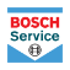Blau-weißes Bosch Service Logo mit rotem "BOSCH" und schwarzem "Service" Schriftzug.