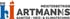 Logo der Die Hartmanns GmbH Meisterbetrieb für Sanitär-, Heiz- und Klimatechnik mit Wasserhahn- und Flammen-Symbolik.