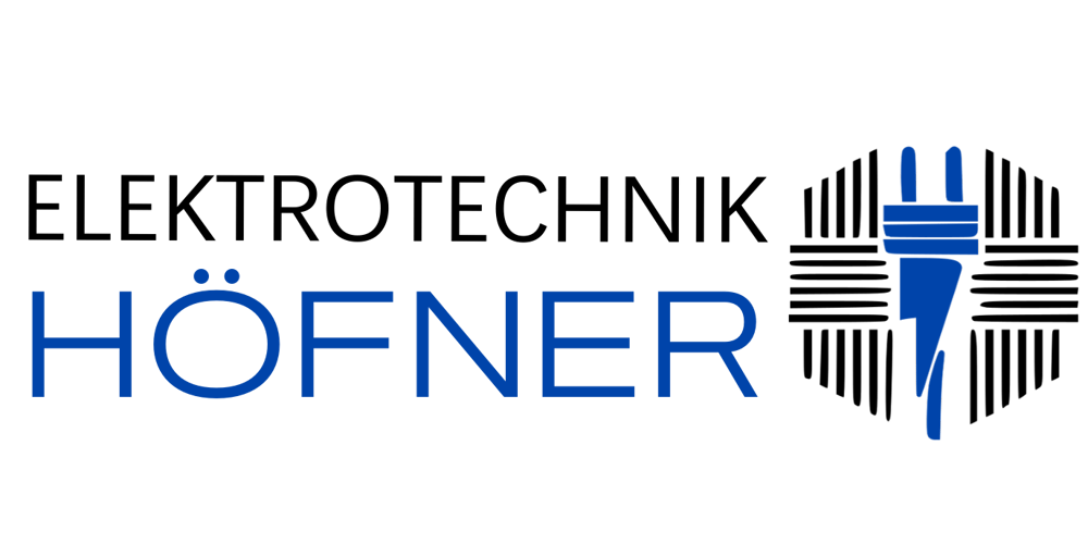 Firmenlogo mit „ELEKTROTECHNIK HÖFNER“ und einem sechseckigen Symbol mit einem blauen „H“ und einem Blitz.