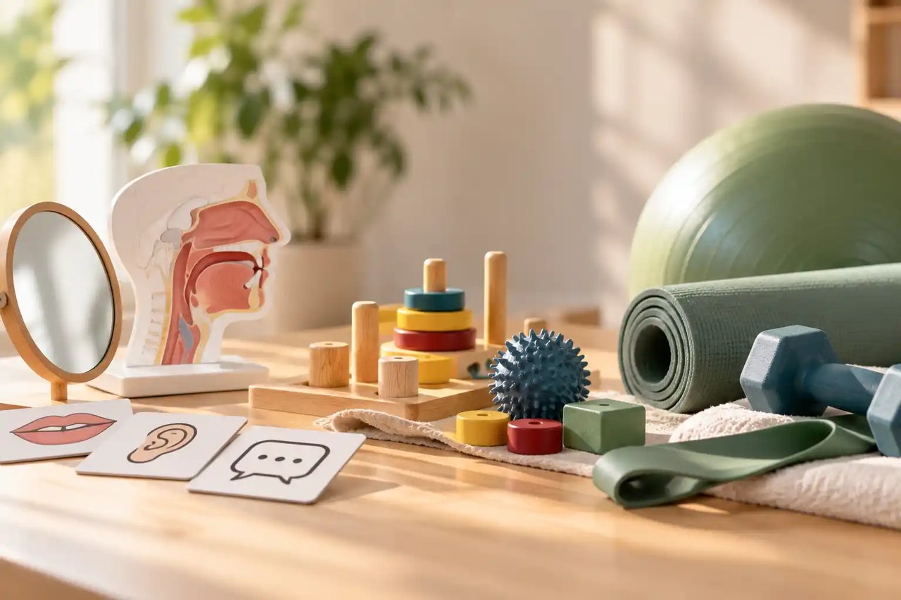 Therapiematerialien aus Logopädie, Ergotherapie und Physiotherapie