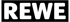 Das REWE-Logo mit weißem Text auf schwarzem Hintergrund.