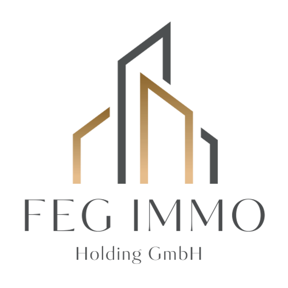 FEG IMMOBILIEN Logo mit stilisierten Gebäuden über dem Wort IMMOBILIEN.