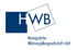 Logo HWB mit blauem Quadrat und geneigtem Rahmen