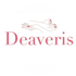 Deaveris-Logo mit Händen und Füßen in zarten Linien und roter Schrift.