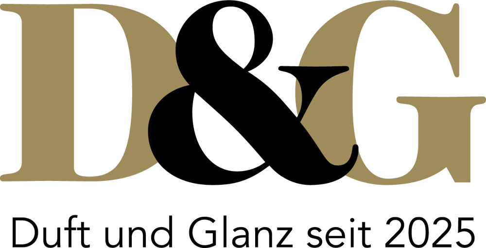 Große goldene Buchstaben D und G mit einem schwarzen "&" in der Mitte; darunter der Text "Duft und Glanz seit 2025".