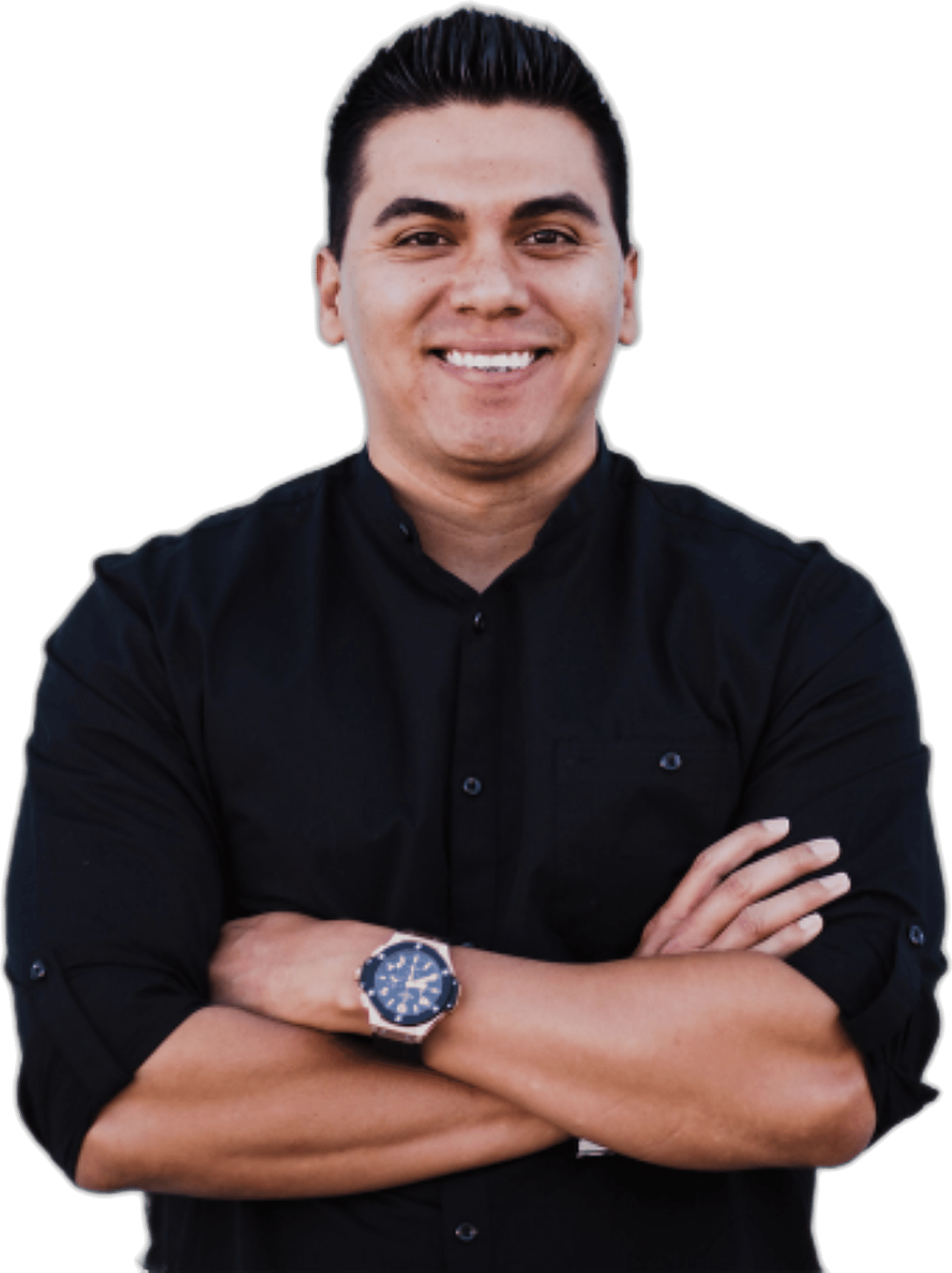 Rafael Arce, author of Pit to Power, arms crossed and smiling