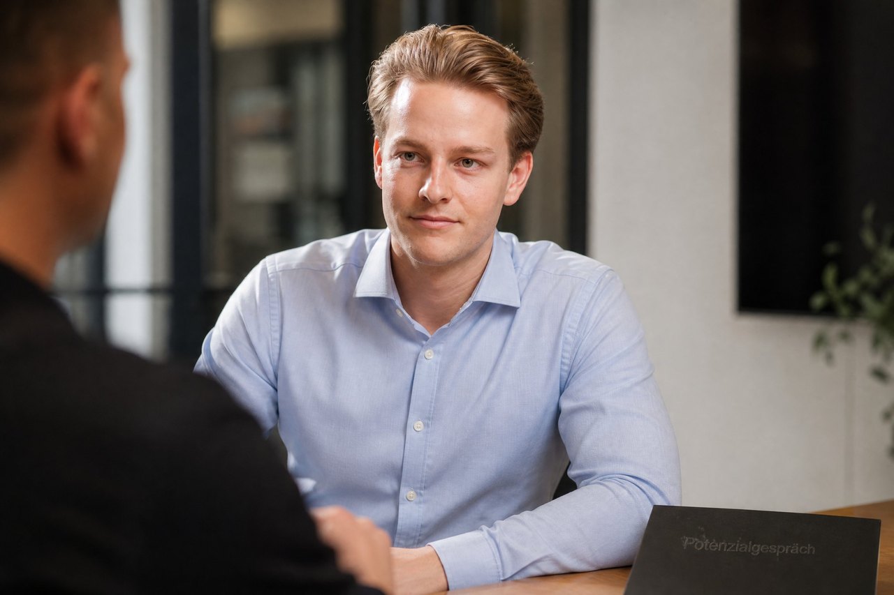 Beratungsgespräch mit einem Pflegedienst-Inhaber