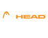 Orangefarbenes HEAD Logo mit Markensymbol auf schwarzem Hintergrund.