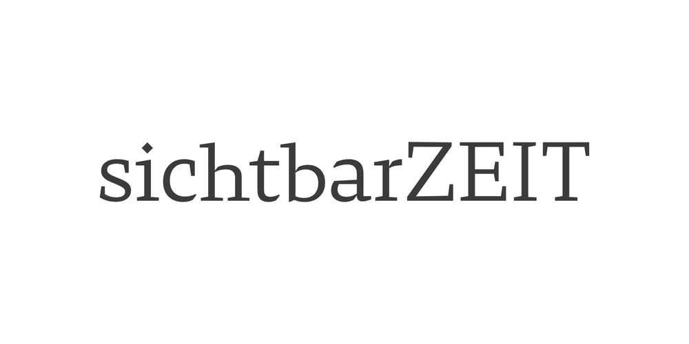 Logo "sichtbarZEIT" in grauer Schrift auf weißem Hintergrund.