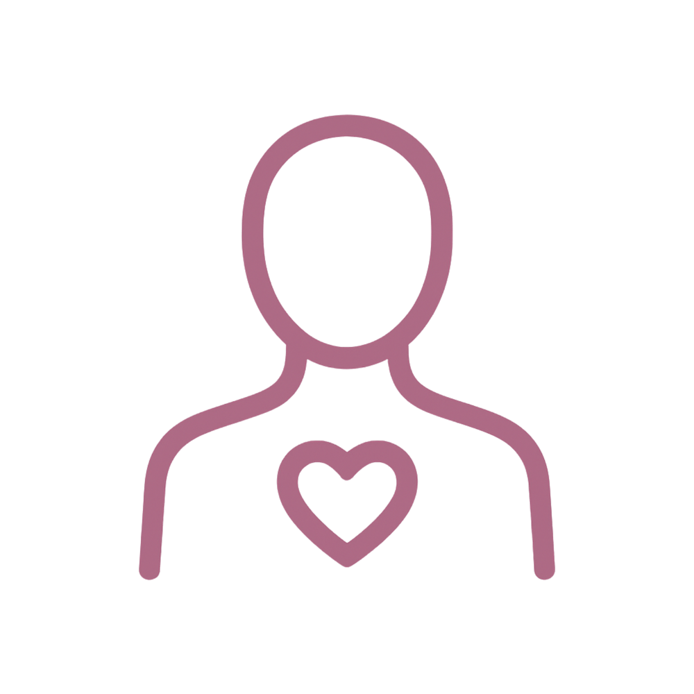 Umriss einer Person mit einem Herzsymbol auf der Brust.