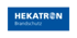 Hekatron Brandschutz Logo in Weiß auf blauem Hintergrund.