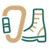 Karabinerhaken und Wanderschuh-Symbol