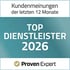 Kundenmeinungen der letzten 12 Monate: TOP DIENSTLEISTER 2026, Proven Expert Logo.