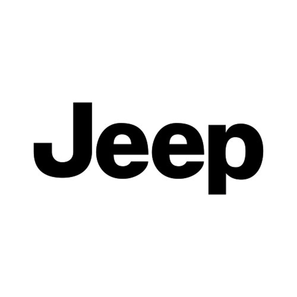 Schwarzes Jeep-Logo auf weißem Hintergrund.